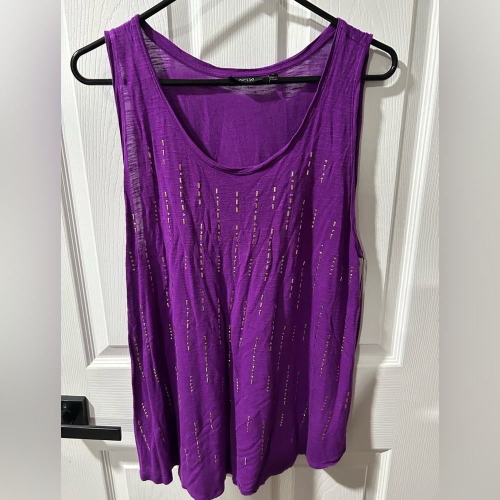 Apt 9 bright purple with gold accents sleeveless t - shirt